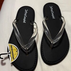 Jeffrey Campbell Black Sandals with Clear PVC Straps